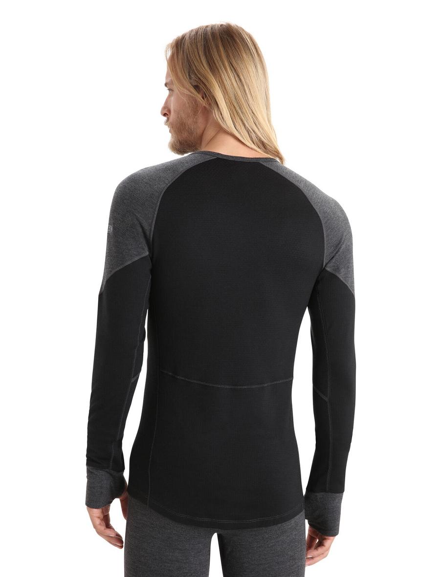 Men's Icebreaker BodyfitZone™ Merino 260 Zone Long Sleeve Crewe Thermal Top Base Layers Jet Heather / Black | CA 1565AHKP